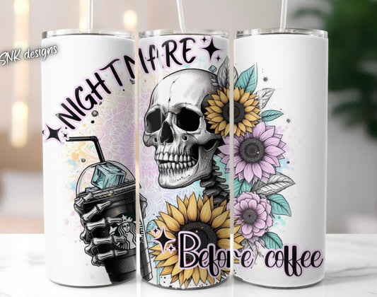 nightmare before coffee 20z Tumbler Wrap (sublimation transfer)