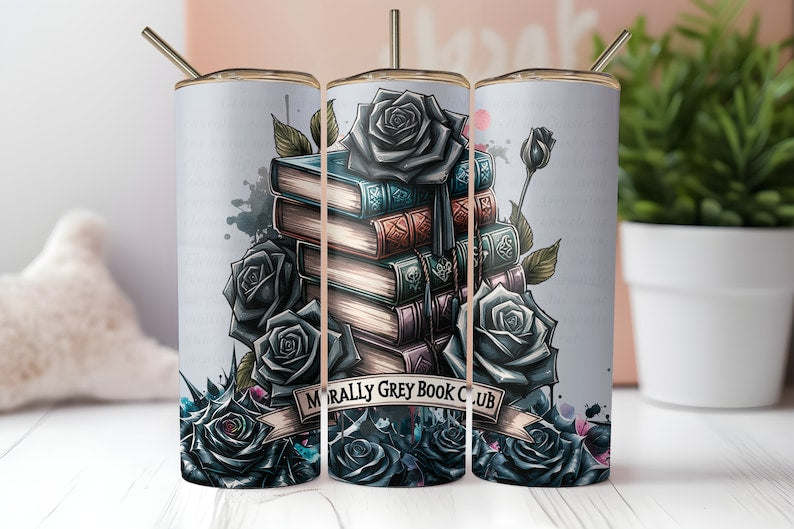 Morally grey book club 20 oz tumbler (finished product)