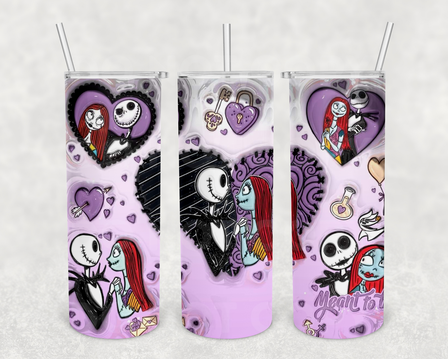 Jack and Sally Meant to be 20 oz tumbler (finished product)