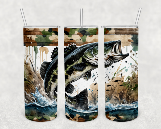 Largemouth bass 20 oz tumbler (finished product)