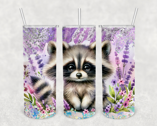 Lavender Racoon 20oz Tumbler (finished product)