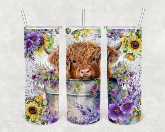 Lavender cow 20z Tumbler Wrap (sublimation transfer)