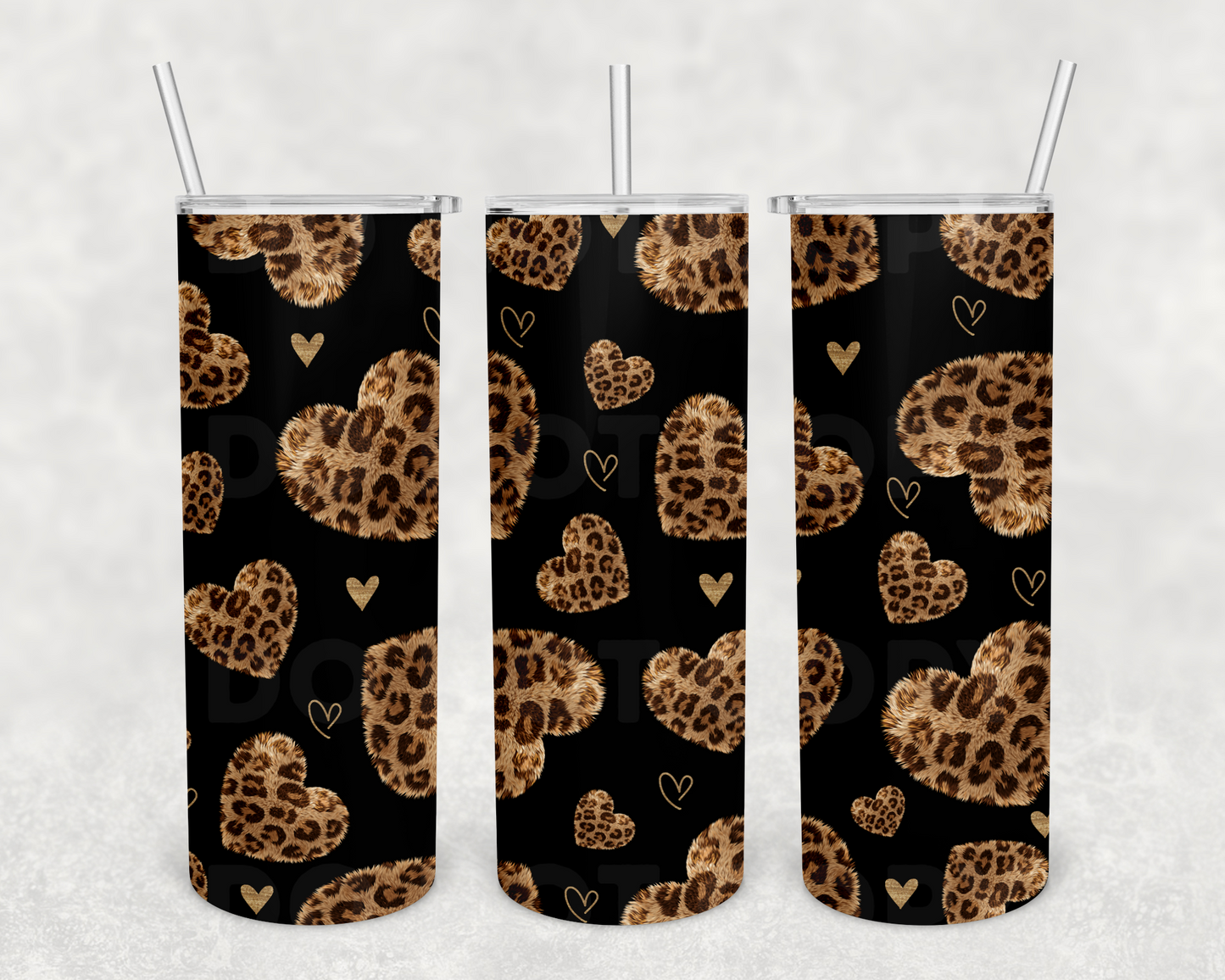 Leopard Hearts 20 oz tumbler (finished product)