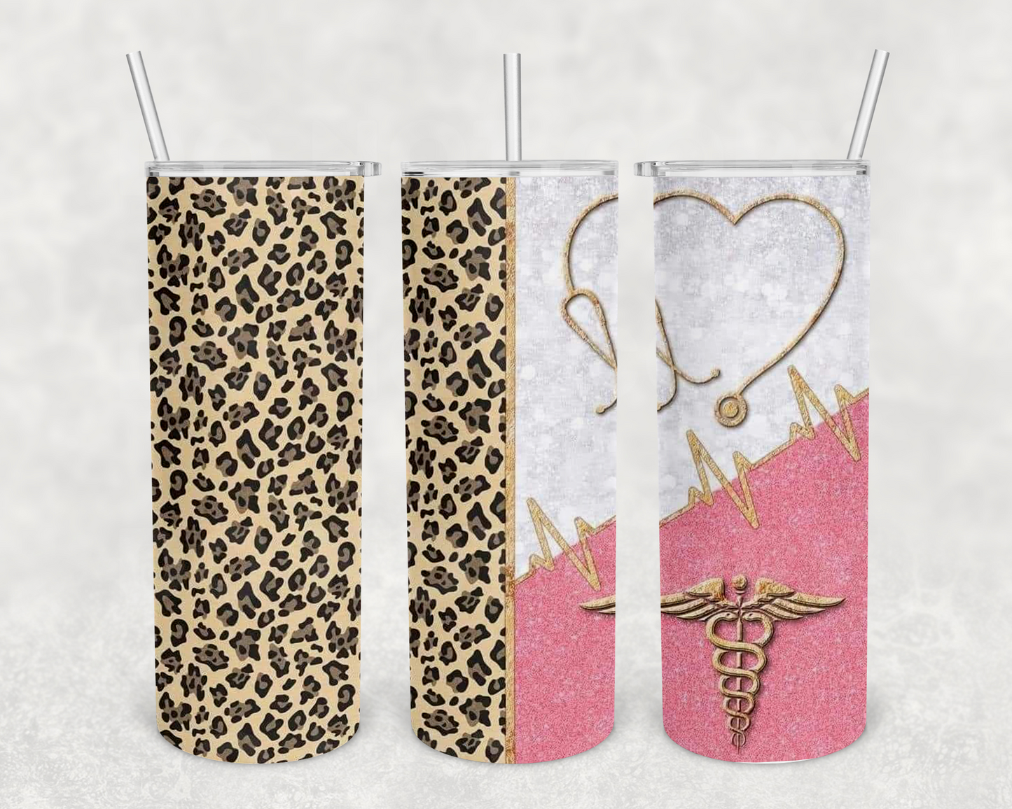 Leopard sparkle nurse 20z Tumbler Wrap (sublimation transfer)