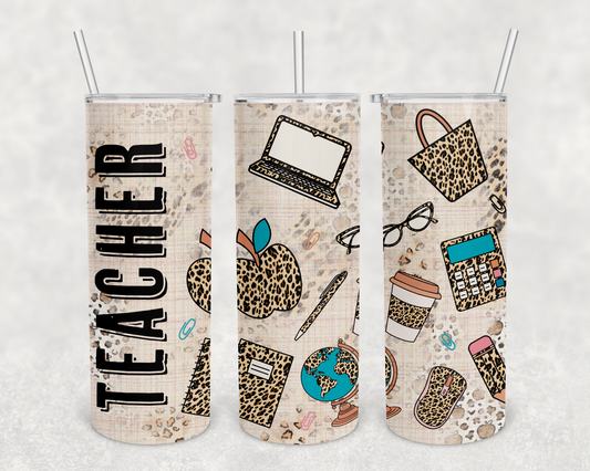 Teacher Leopard 20z Tumbler Wrap (sublimation transfer)