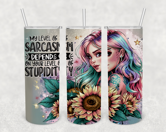 Level of sarcasm 20z Tumbler Wrap (sublimation transfer)