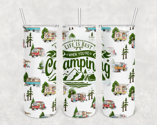 Life is best when camping 20z Tumbler Wrap (sublimation transfer)