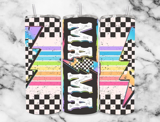 Mama rainbow bolt 20 oz tumbler (finished product)