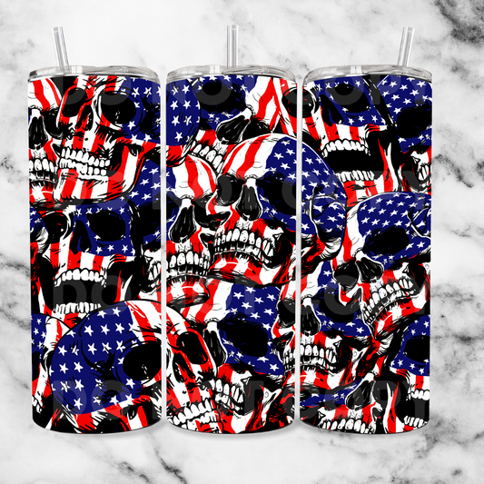 Flag skulls 20oz Tumbler Wrap (sublimation transfer)