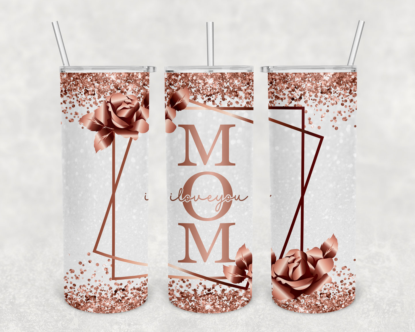 Rose gold mom I love you 20z Tumbler Wrap (sublimation transfer)