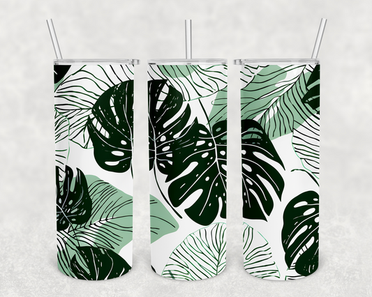 Monstera Leaves 20 oz tumbler (finished product)