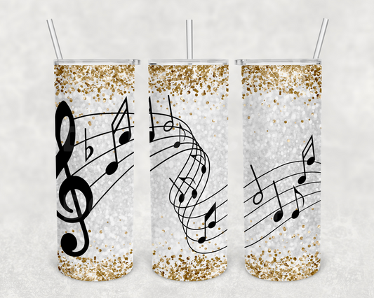 Music notes glitter 20z Tumbler Wrap (sublimation transfer)