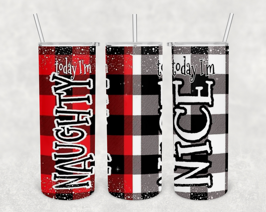 Naughty Nice Plaid Tumbler Wrap (sublimation transfer)