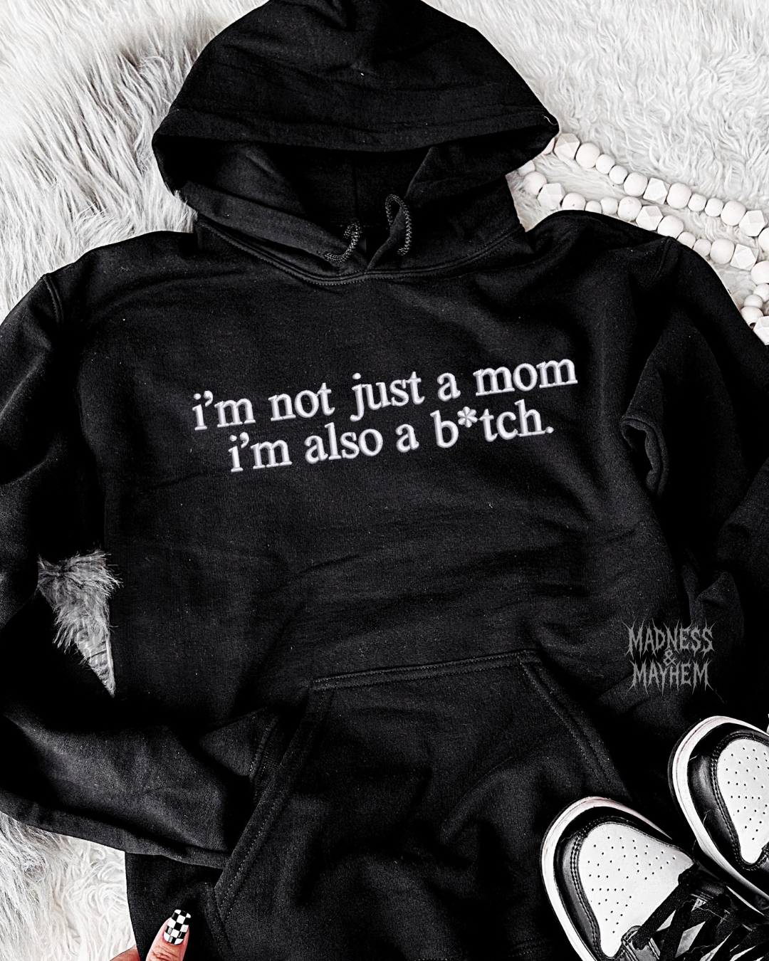 Not just a mom Embroidered Hoodie