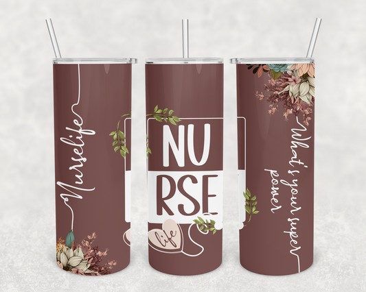 Nurse Life Rose 20z Tumbler Wrap (sublimation transfer)