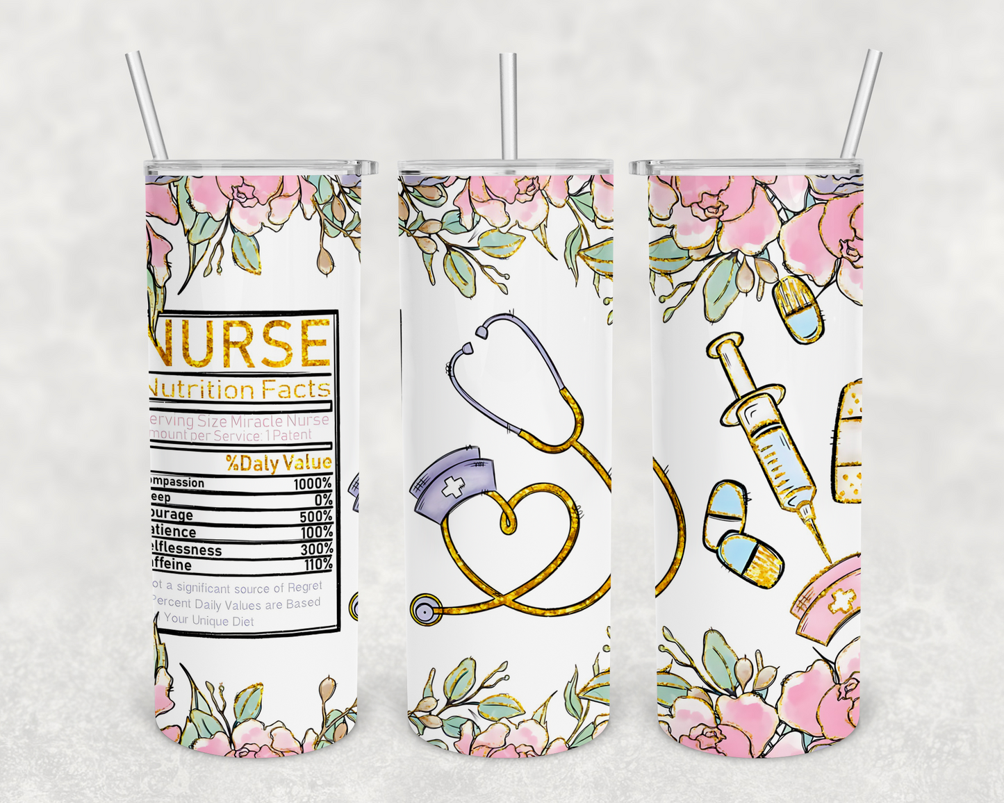 Gold Nurse 20z Tumbler Wrap (sublimation transfer)