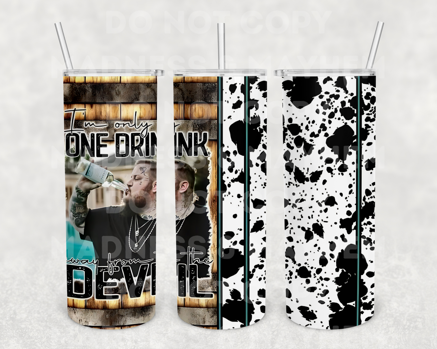 One Drink Away Jelly Roll 20z Tumbler Wrap (sublimation transfer)