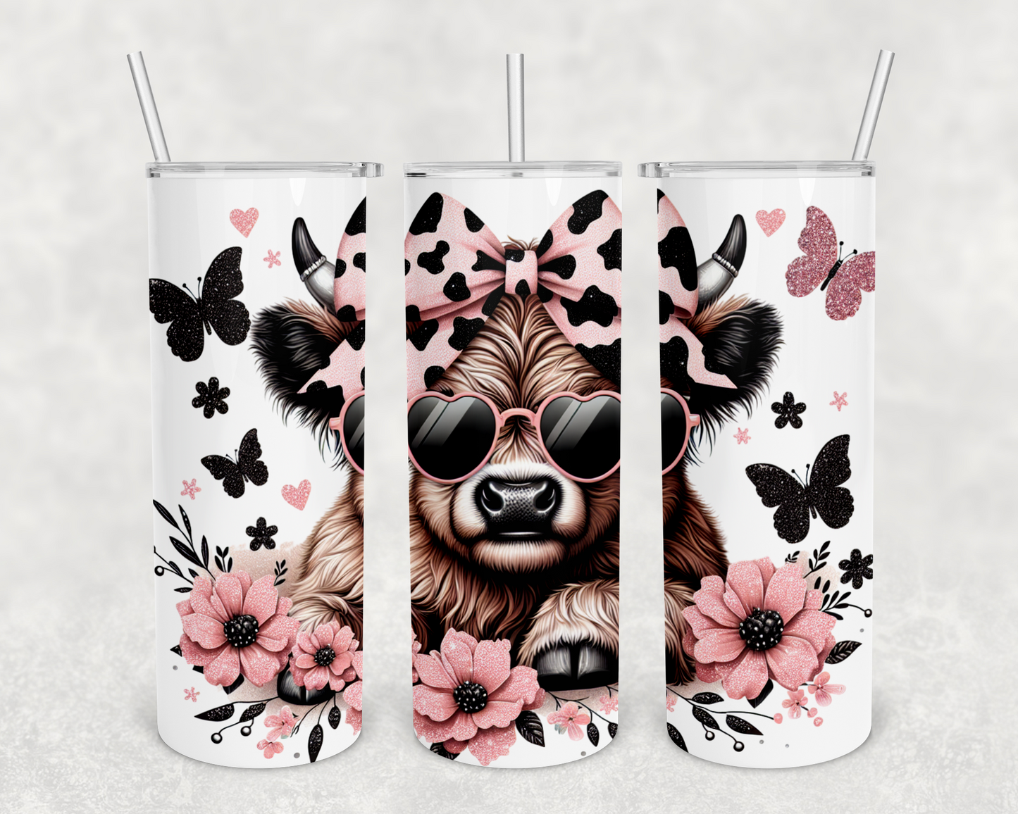 Pink boujee cow 20z Tumbler Wrap (sublimation transfer)