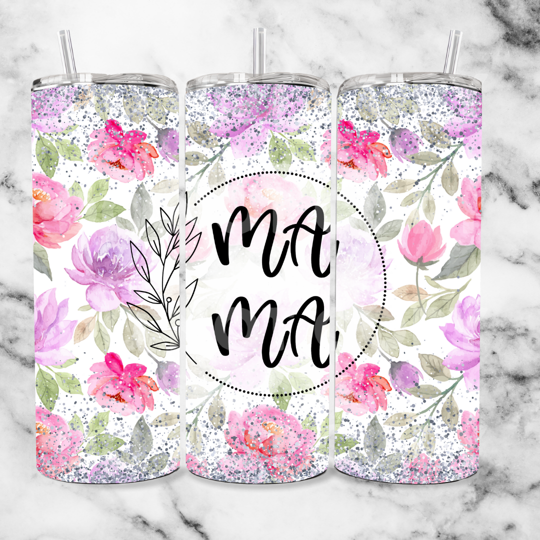 pink purple floral mama 20oz Tumbler Wrap (sublimation transfer)