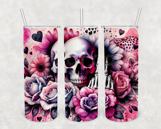 Pink middle finger skelly 20z Tumbler Wrap (sublimation transfer)