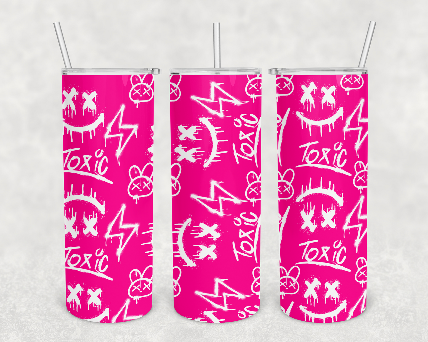 Pink Toxic Bunny 20 oz tumbler (finished product)