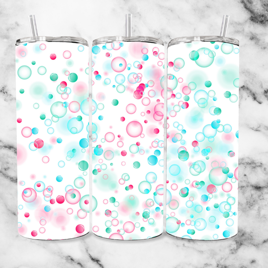 pink blue green bubbles 20oz Tumbler Wrap (sublimation transfer)