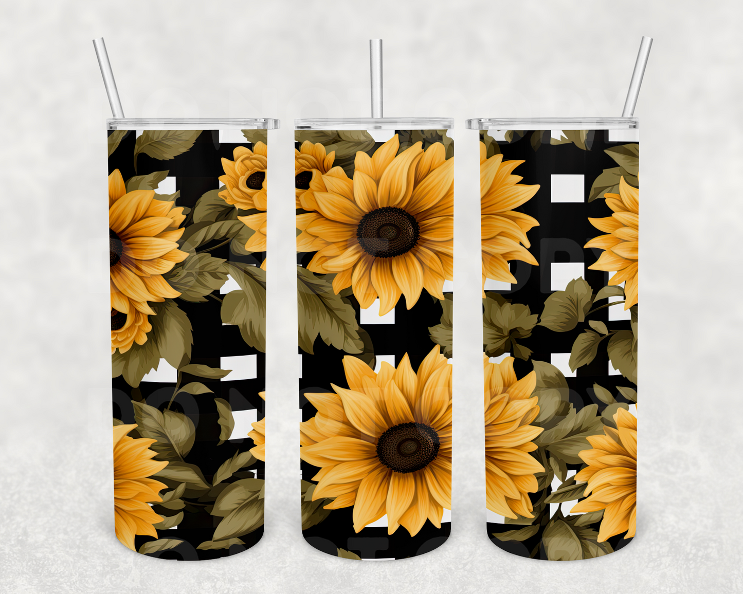 Plaid Sunflower 20oz Tumbler (finished product)