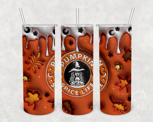 Pumpkin Spice 3D 20z Tumbler Wrap (sublimation transfer)