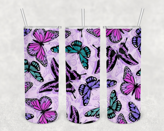 Purple Butterfly 20z Tumbler Wrap (sublimation transfer)