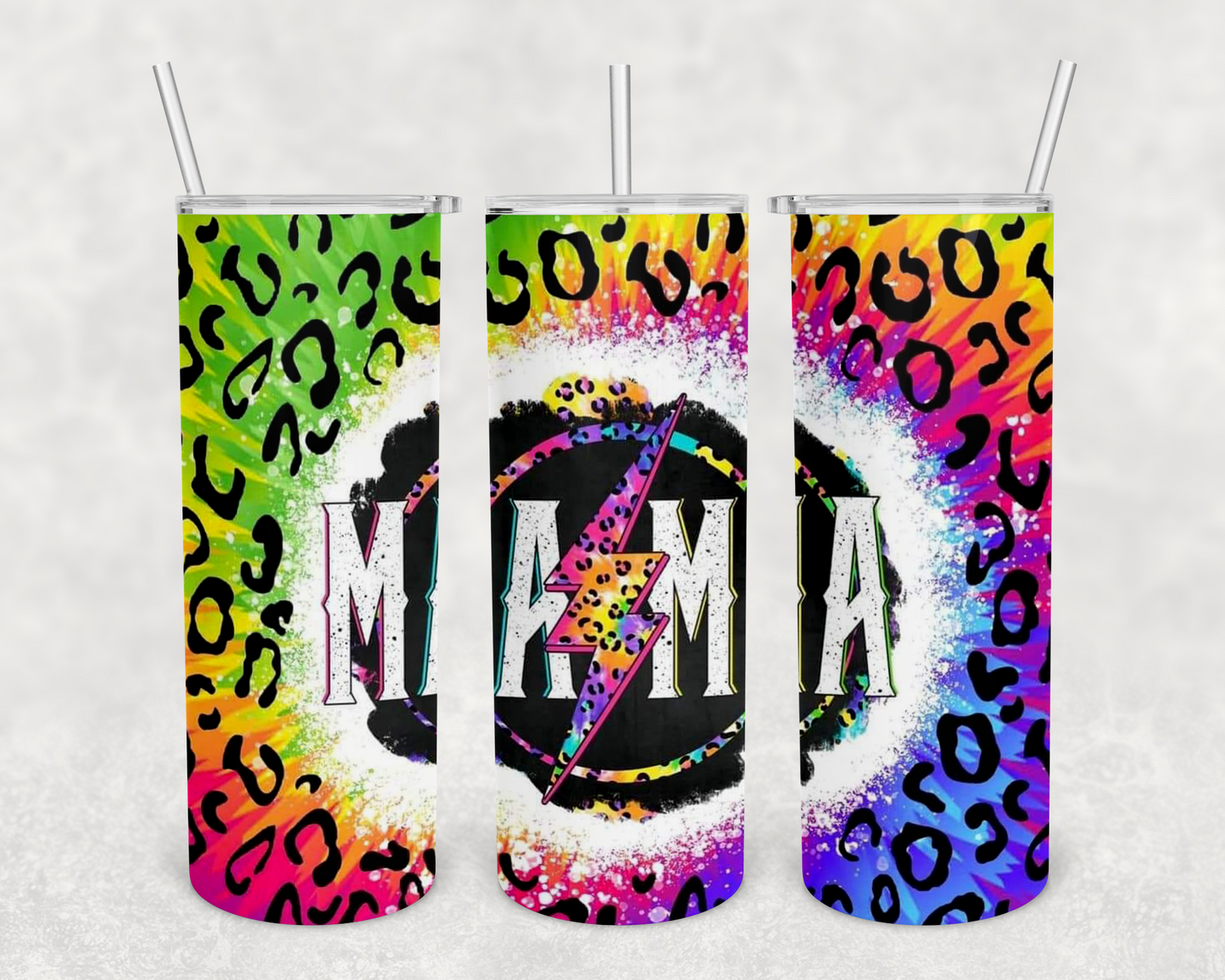 Rainbow leopard Mama 20z Tumbler Wrap (sublimation transfer)