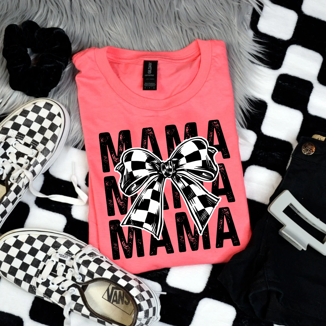 Checkered bow mama Full Color DTF Transfer