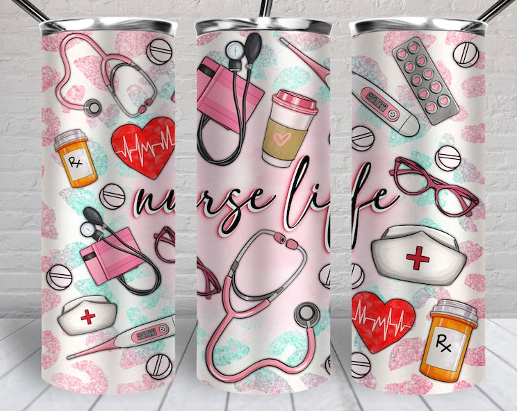 Nurse life 20z Tumbler Wrap (sublimation transfer)