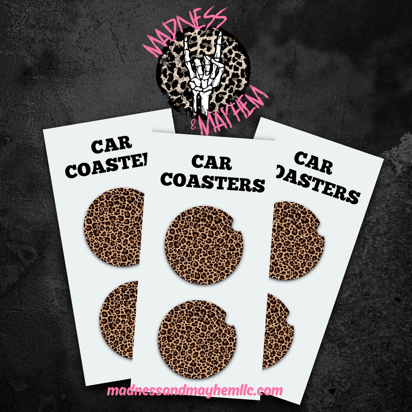 Leopard Print Car Coasters (Finished Product)