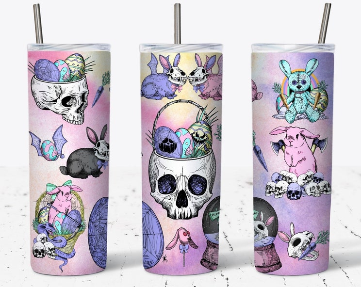 Easter Skull 20z Tumbler Wrap (sublimation transfer)