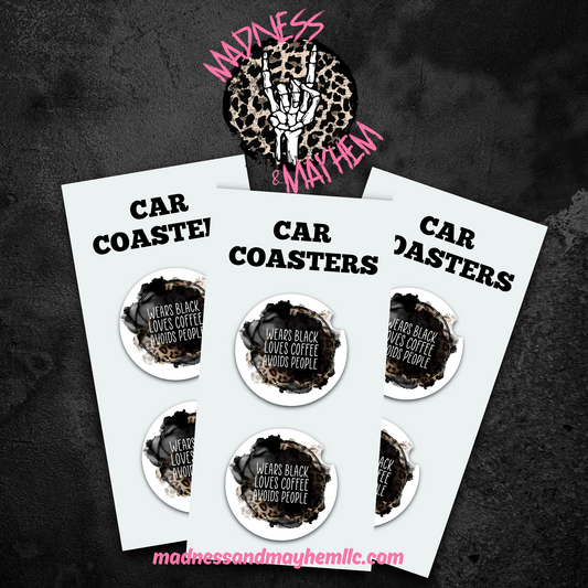 Wears Black Car Coasters (Finished Product)