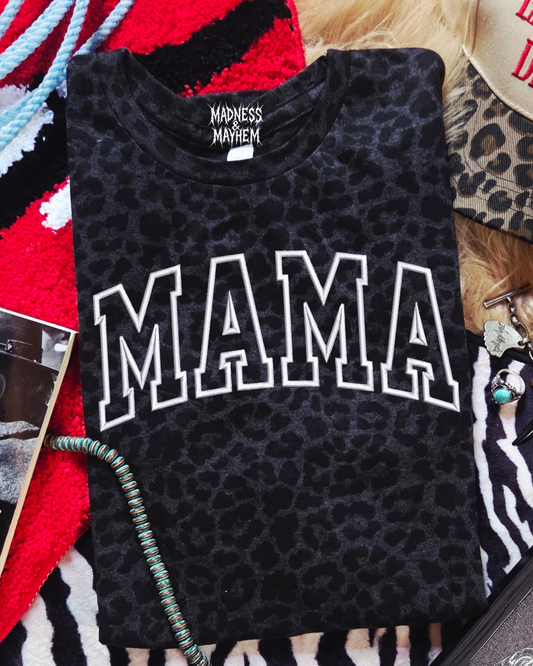 Mama varsity embroidered leopard print T-shirt