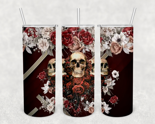 Rose Skull 20z Tumbler Wrap (sublimation transfer)