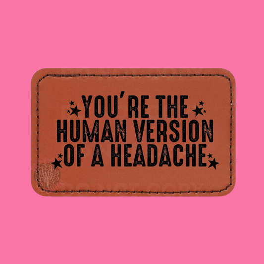 Human Headache leather patch