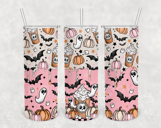 Spooky pink coffee 20z Tumbler Wrap (sublimation transfer)