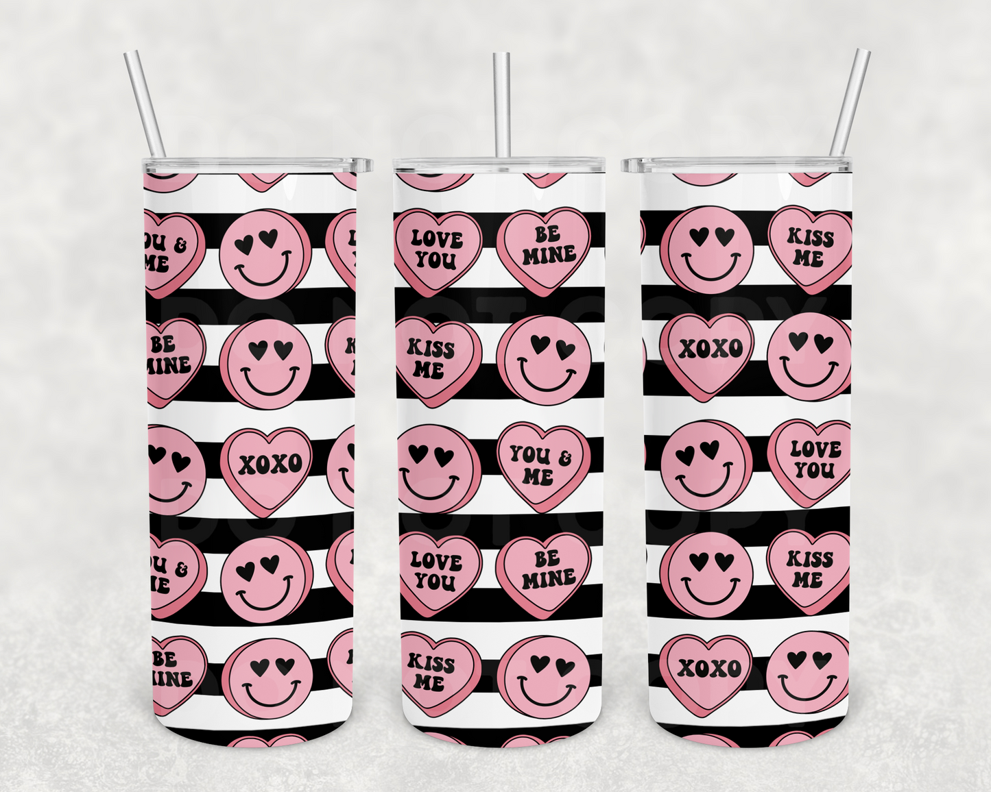 Stripe Conversation Hearts 20z Tumbler Wrap (sublimation transfer)