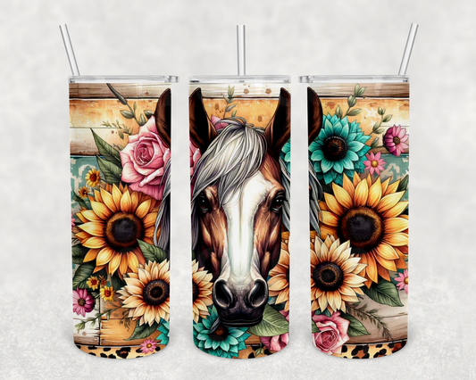 Sunflower horse 20z Tumbler Wrap (sublimation transfer)