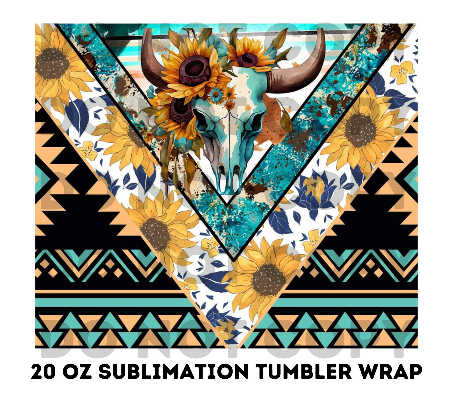 Sunflower Tribal Bull 20z Tumbler Wrap (sublimation transfer)