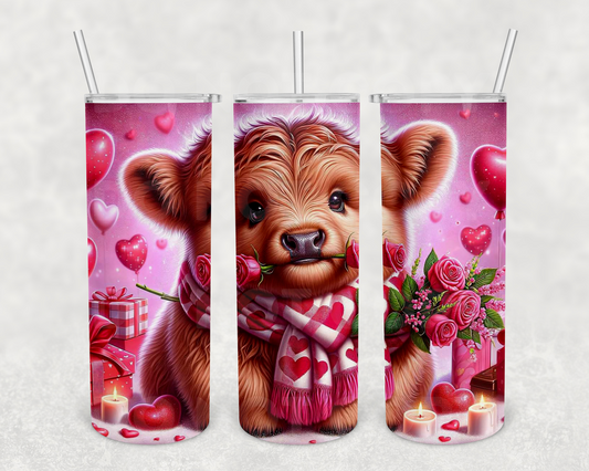 Valentine Baby Highland Cow 20z Tumbler Wrap (sublimation transfer)