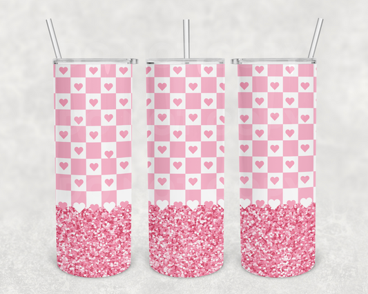 Valentine's Day Checkered 20z Tumbler Wrap (sublimation transfer)