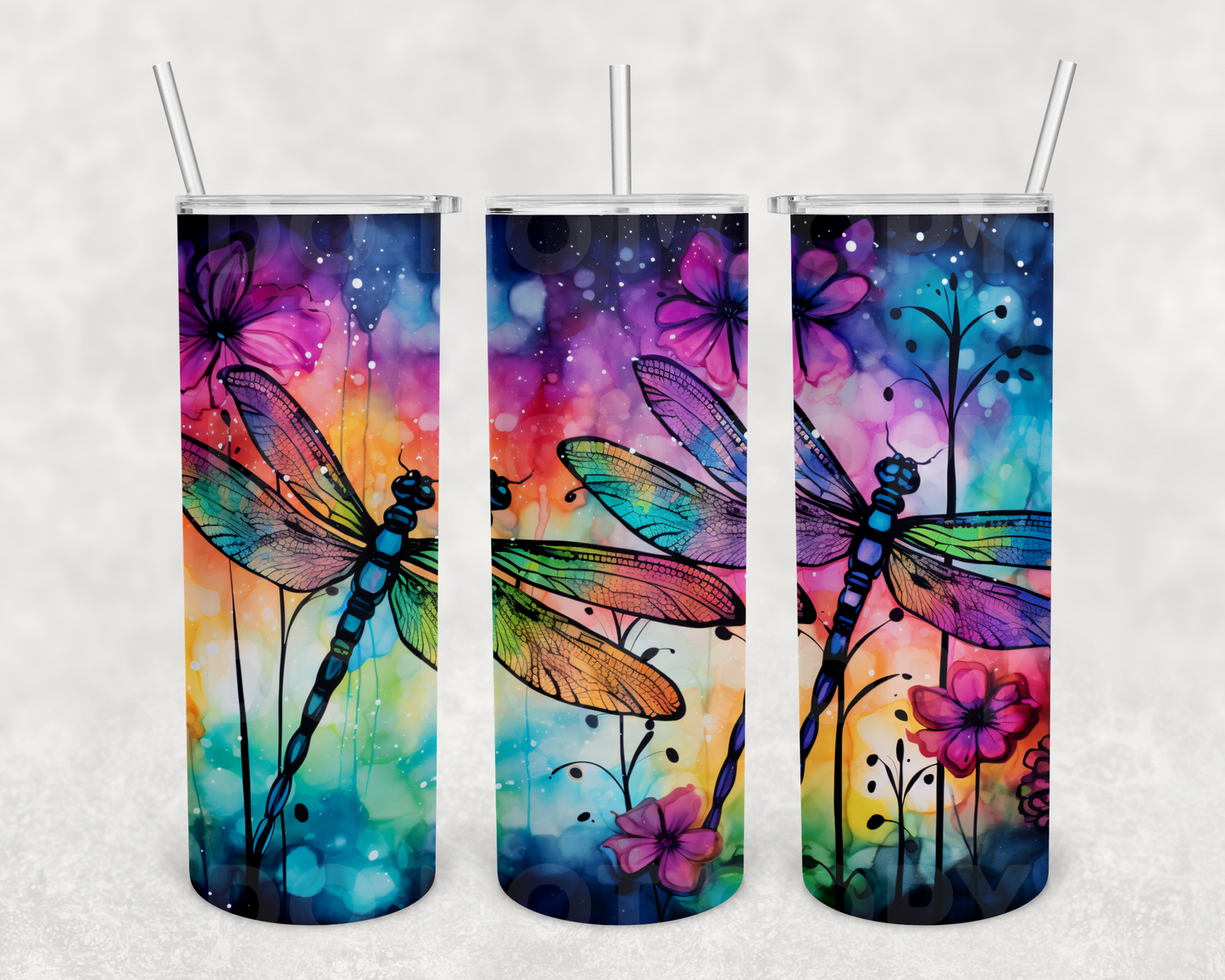 watercolor dragonfly 20z Tumbler Wrap (sublimation transfer)