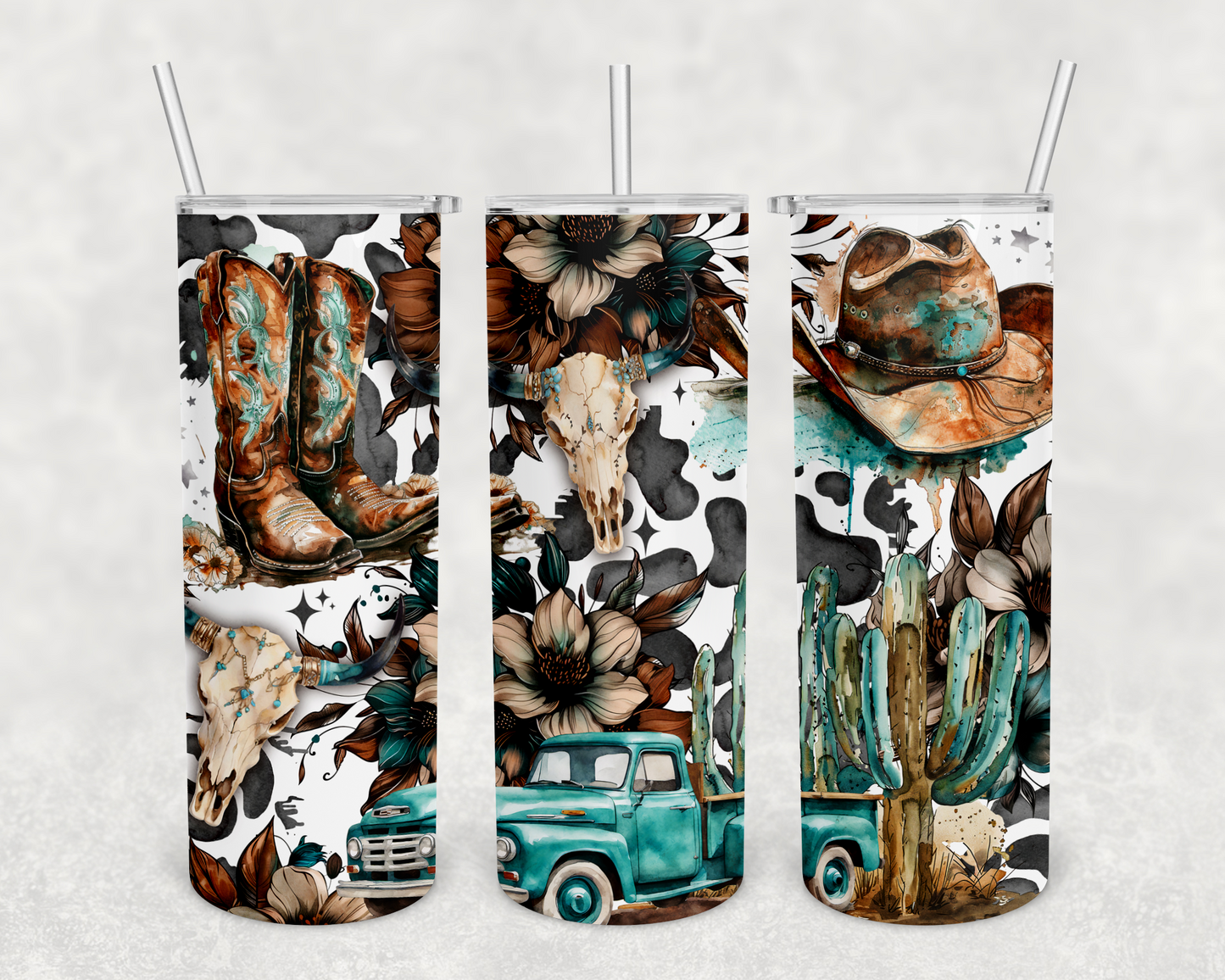 Western watercolor 20z Tumbler Wrap (sublimation transfer)