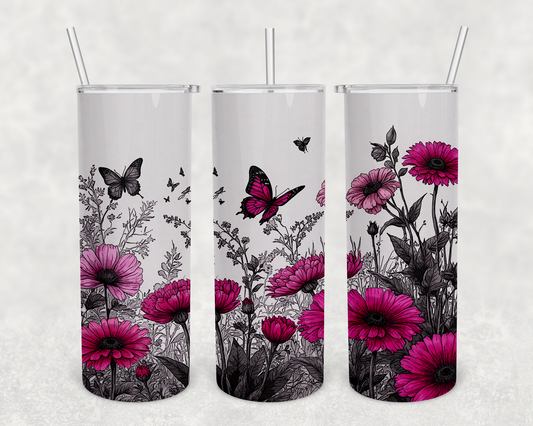 Wildflower butterfly 20z Tumbler Wrap (sublimation transfer)